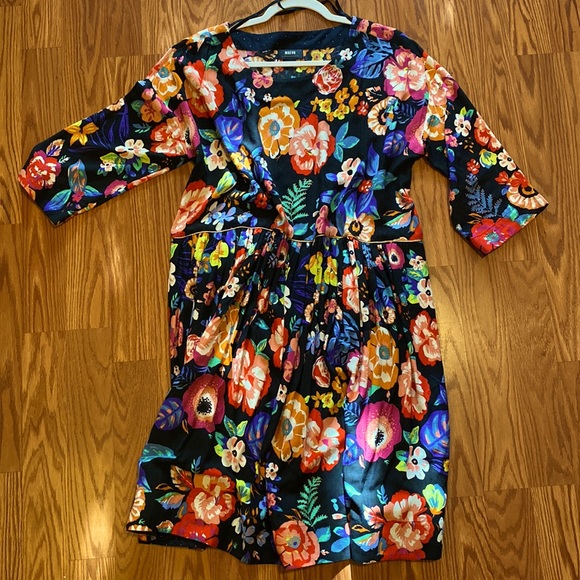 Anthropologie Maeve Dress size Large Black Multi-colored floral - Picture 2 of 9